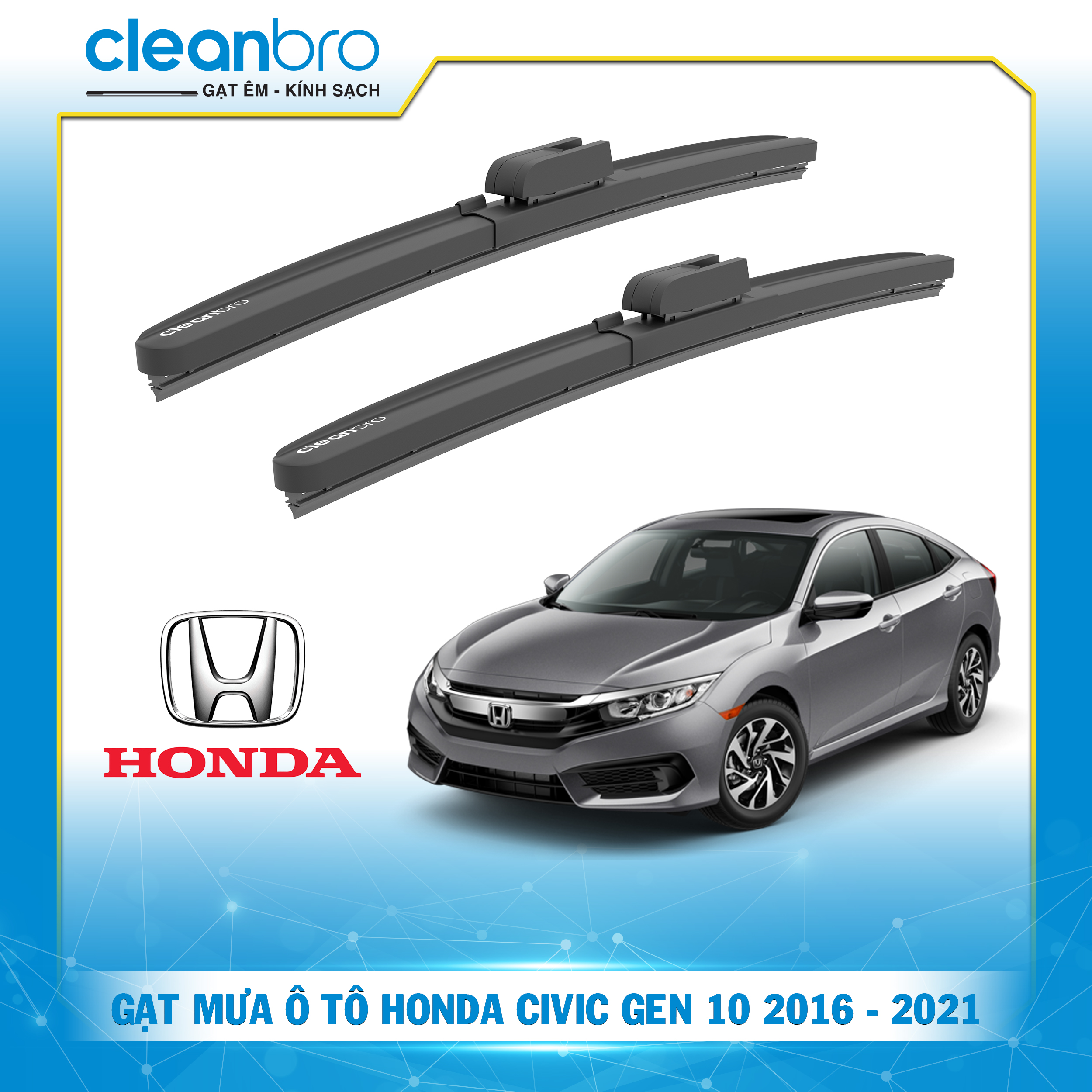 Gạt mưa ô tô hiệu ứng lá sen Honda Civic Gen 10 [2016-2021]